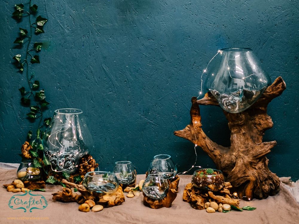 Glass Bowl Terrarium Driftwood Ornament