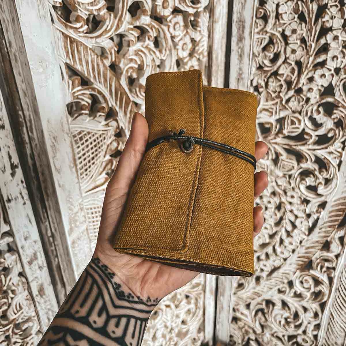 yellow tobacco pouch