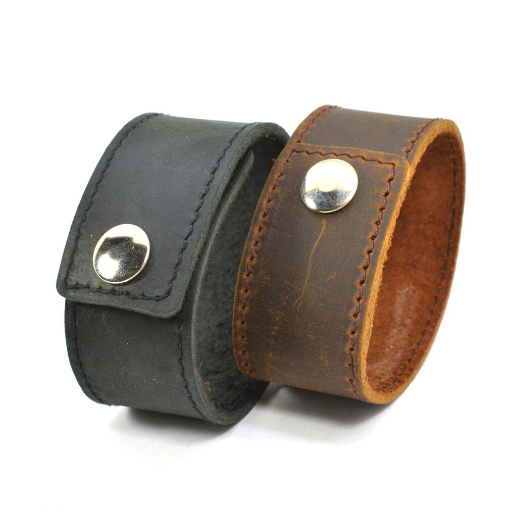 leather cuff bracelet black brown