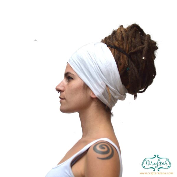 dreadlock scarf head wrap turban colour white
