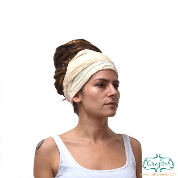 dreadlock scarf head wrap turban colour beige