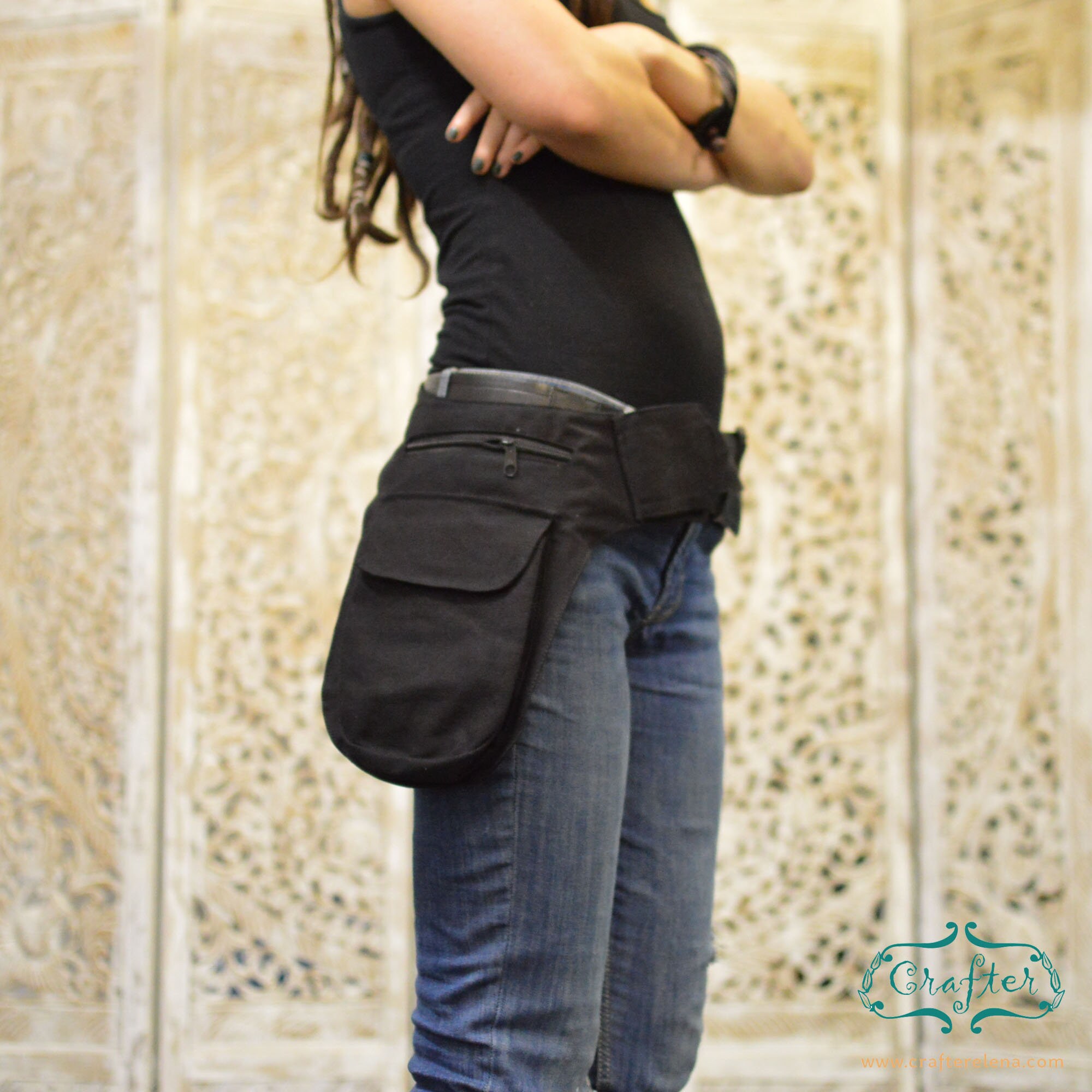 Canvas belt pouch black