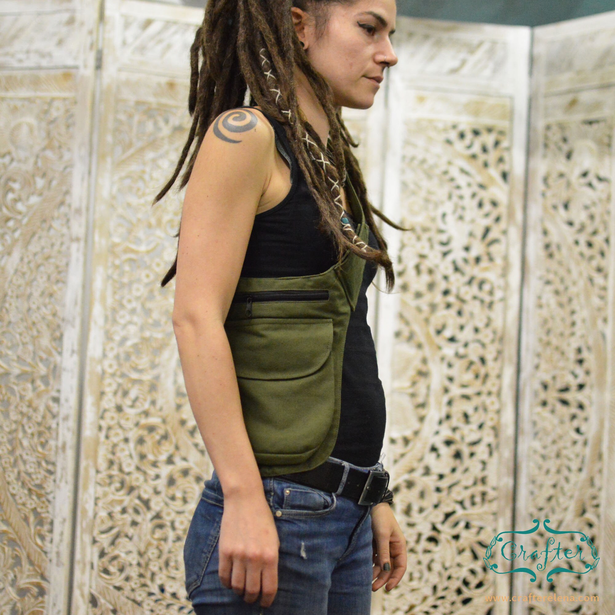 Canvas belt pouch olive green