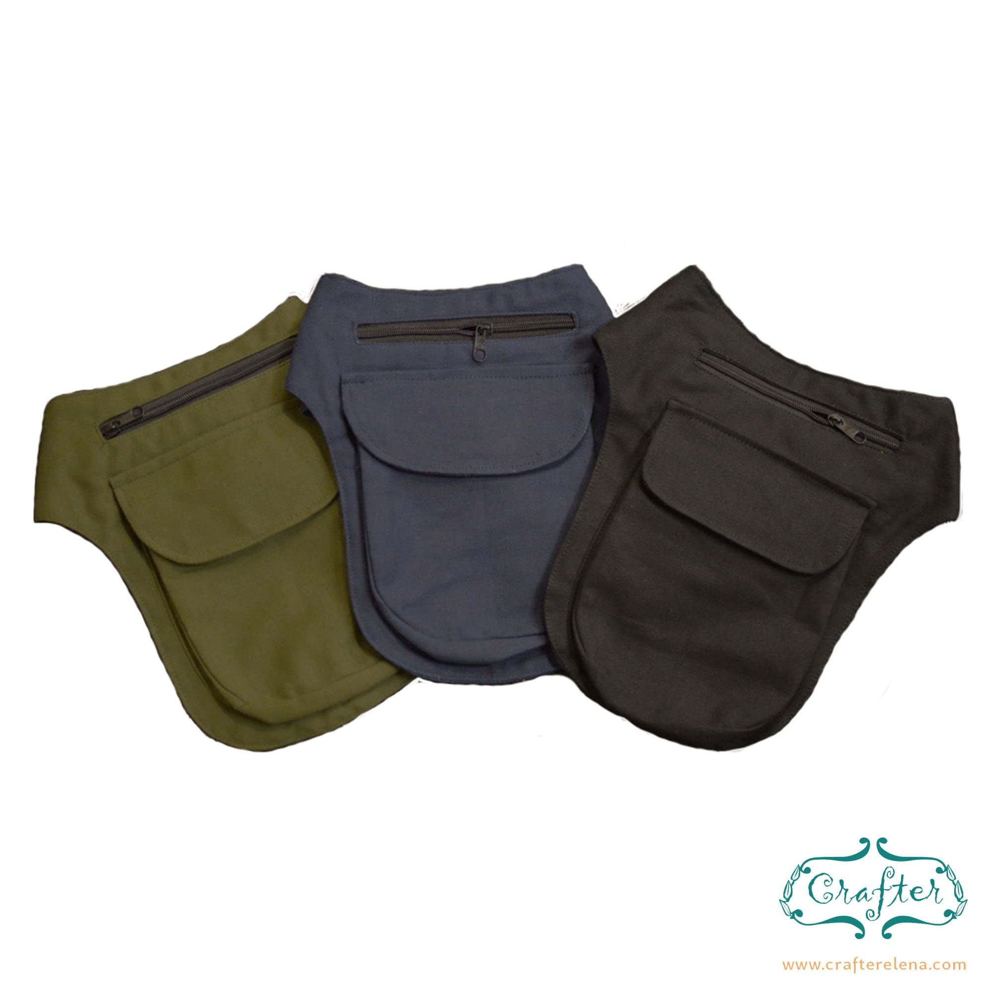 Canvas belt pouch black blue olive green colour options