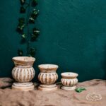 White Distressed Wood Candle Holder set of 3