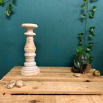 White Distressed Wood Pillar Candle Holder