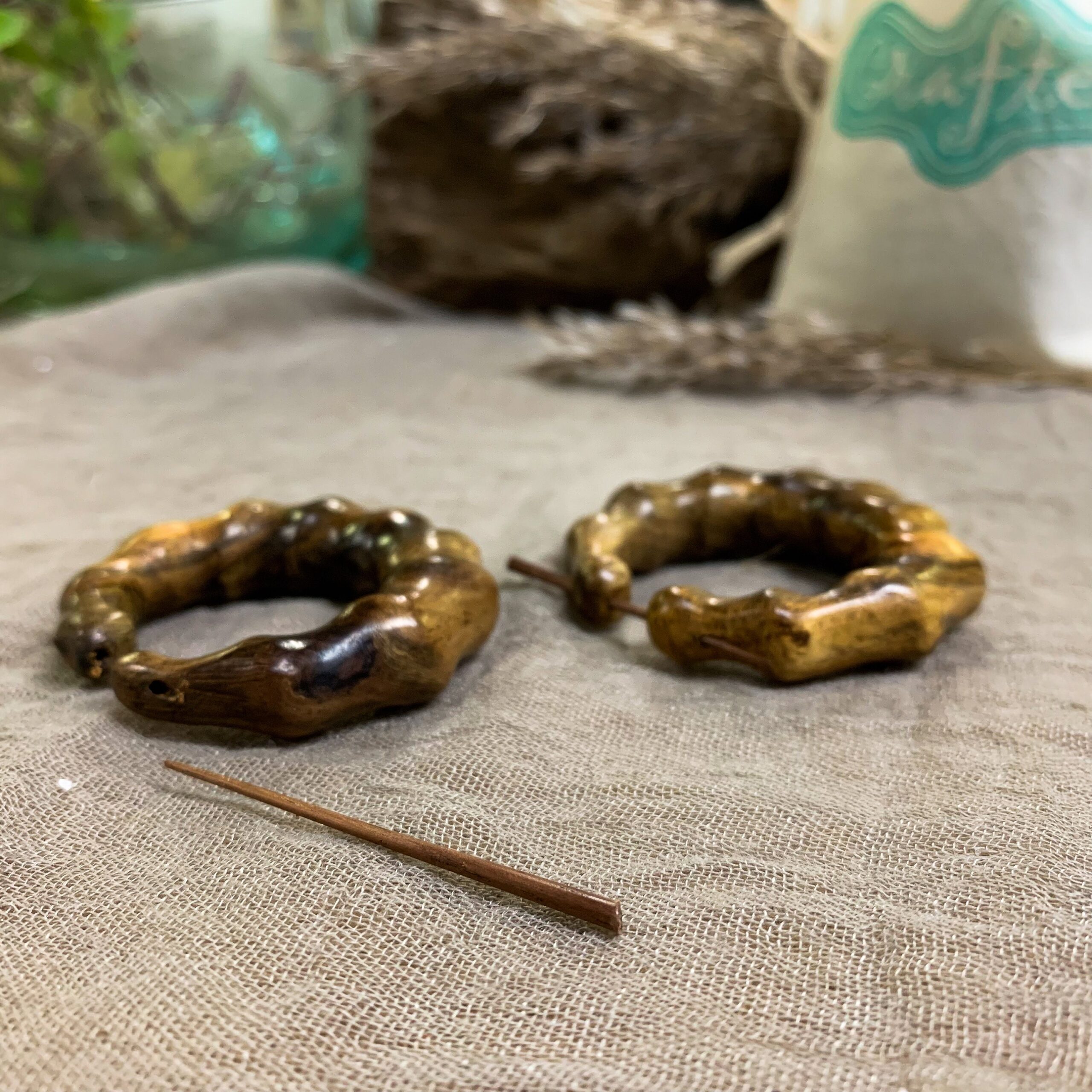 komisa earrings pair tribal wooden jewellery