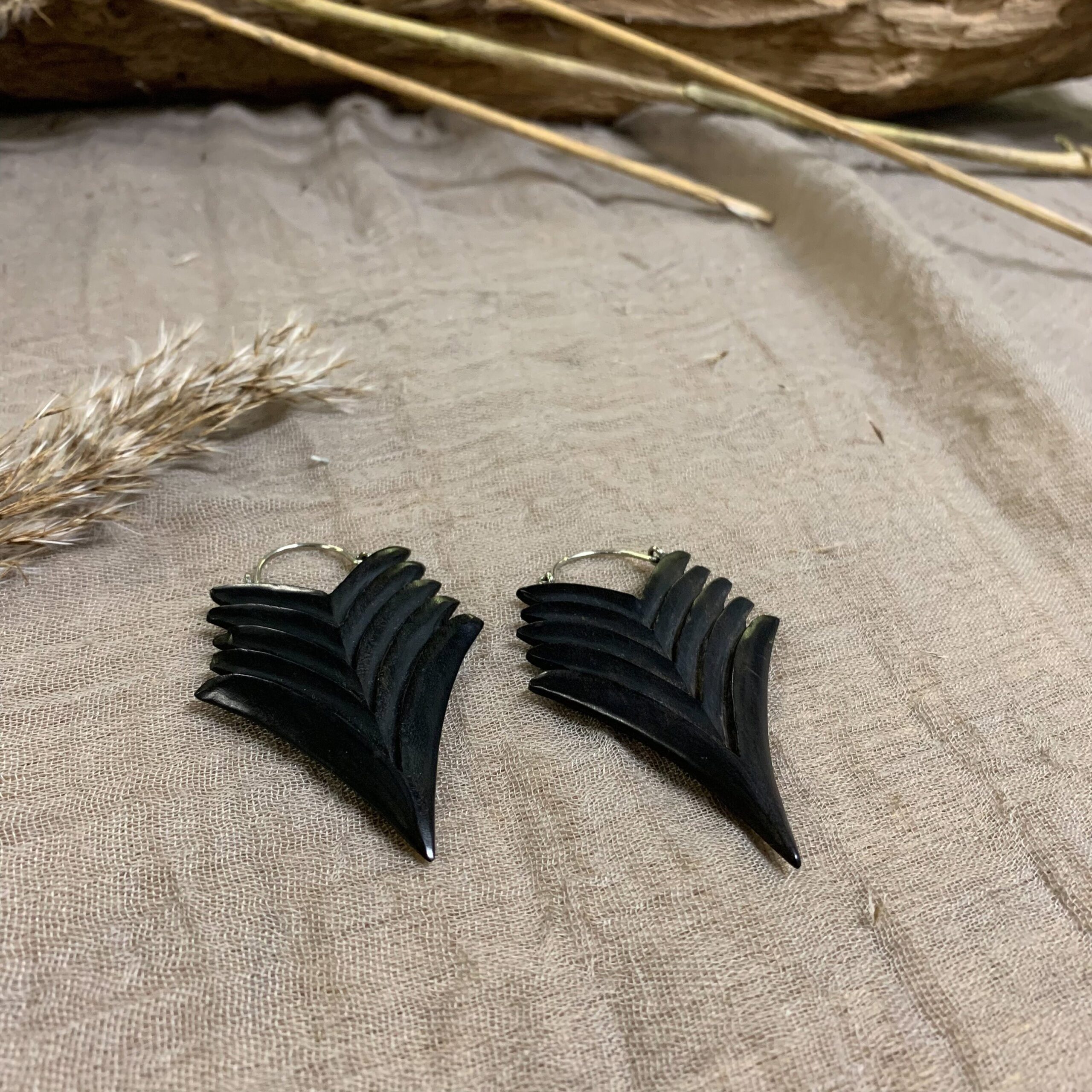 Dracaena Black Tribal Earrings lightweight - CrafterElena
