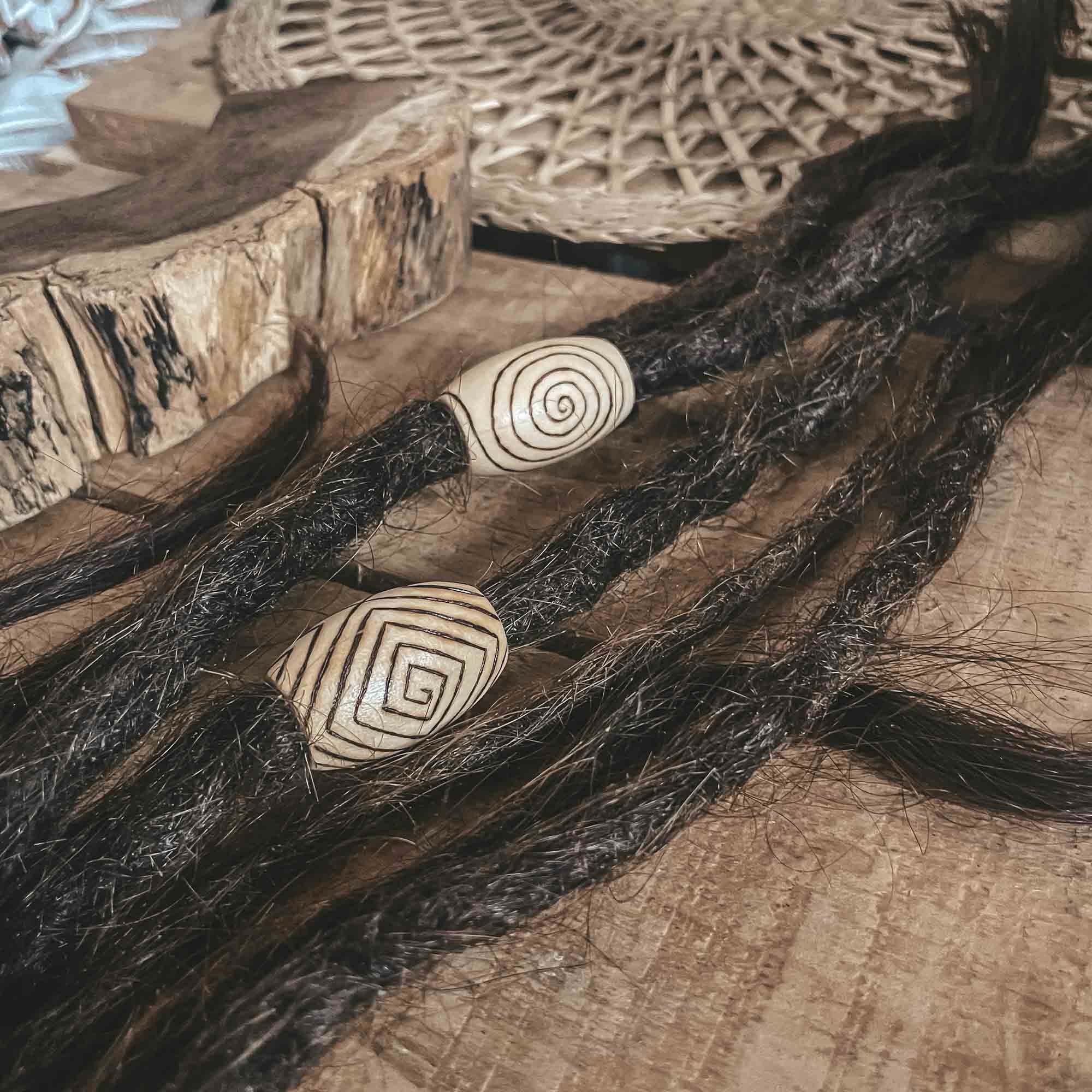 Wooden Spiral  Dreadlock Beads