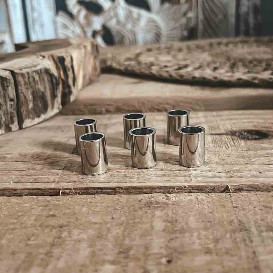 6 Silver Tube Dreadlock Beads
