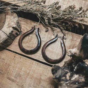 Wooden Tear Drop Earrings