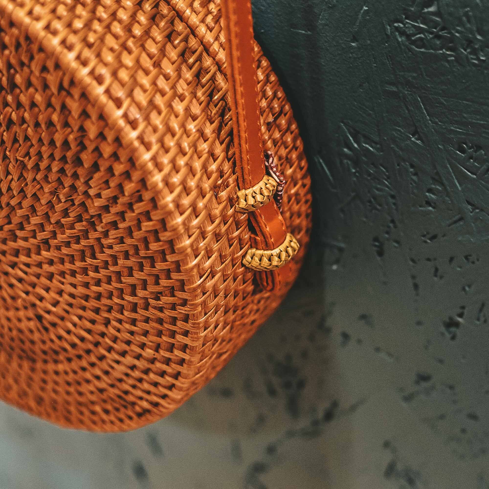 Rattan Round Bag Bali Shoulder Crossbody natural bag camel