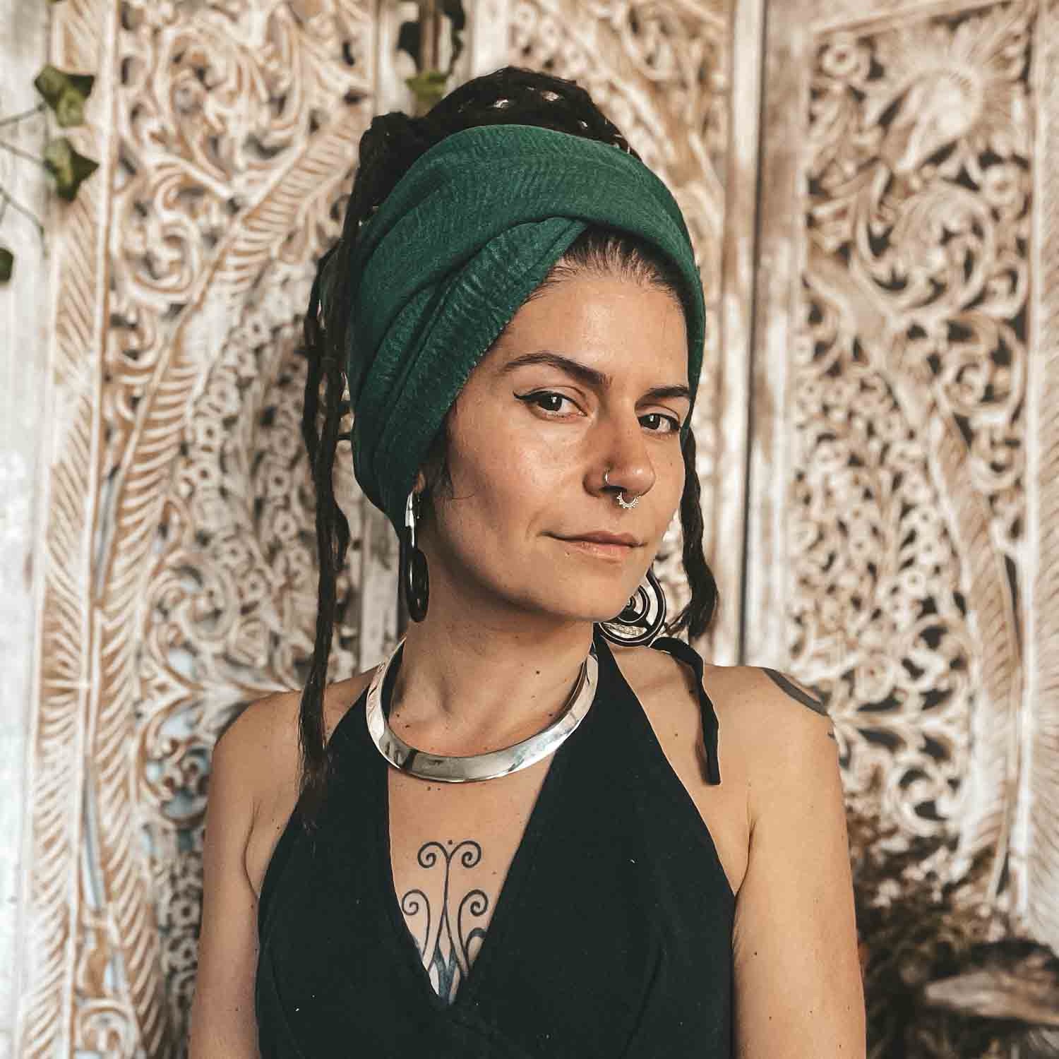 dreadlock scarf large green Dreadlock scarf large turban style in emerald green