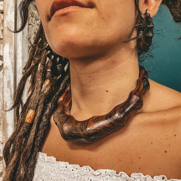 Wooden Komisa Tribal Chunky Wavy Choker Necklace tribal jewellery hippie boho - CrafterElena