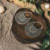 Mandala Hoop Earrings Silver Plated Boho Ethnic Gypsy hippie jewellery gift for her