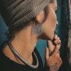 Mandala Hoop Earrings Silver Plated Boho Ethnic Gypsy hippie jewellery gift for her