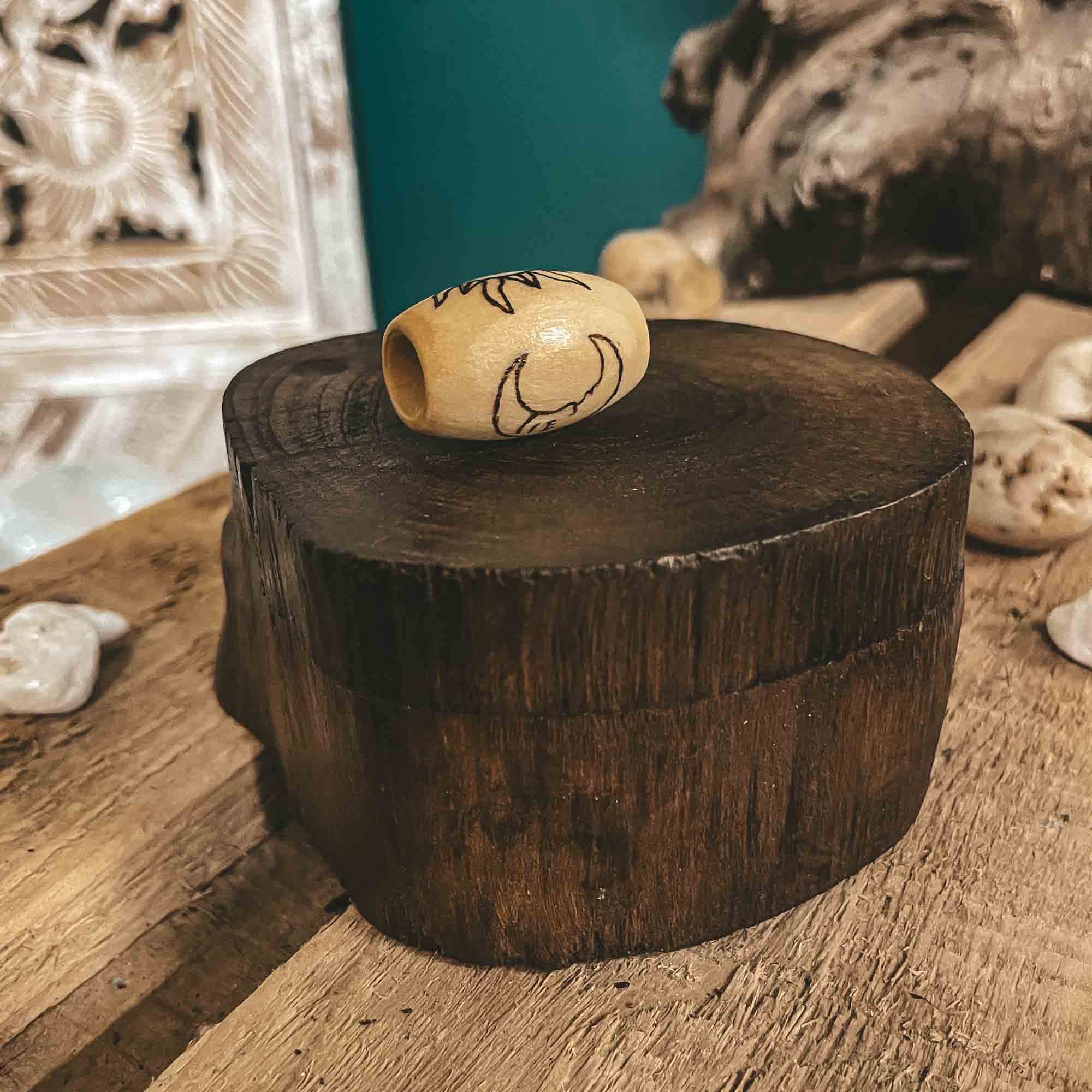 Sun & Moon Dreadlock Bead Large Wooden pyrography design handmade 20x30x10mm Sun & Moon Dreadlock Bead Large Wooden pyrography design handmade 20x30x10mm