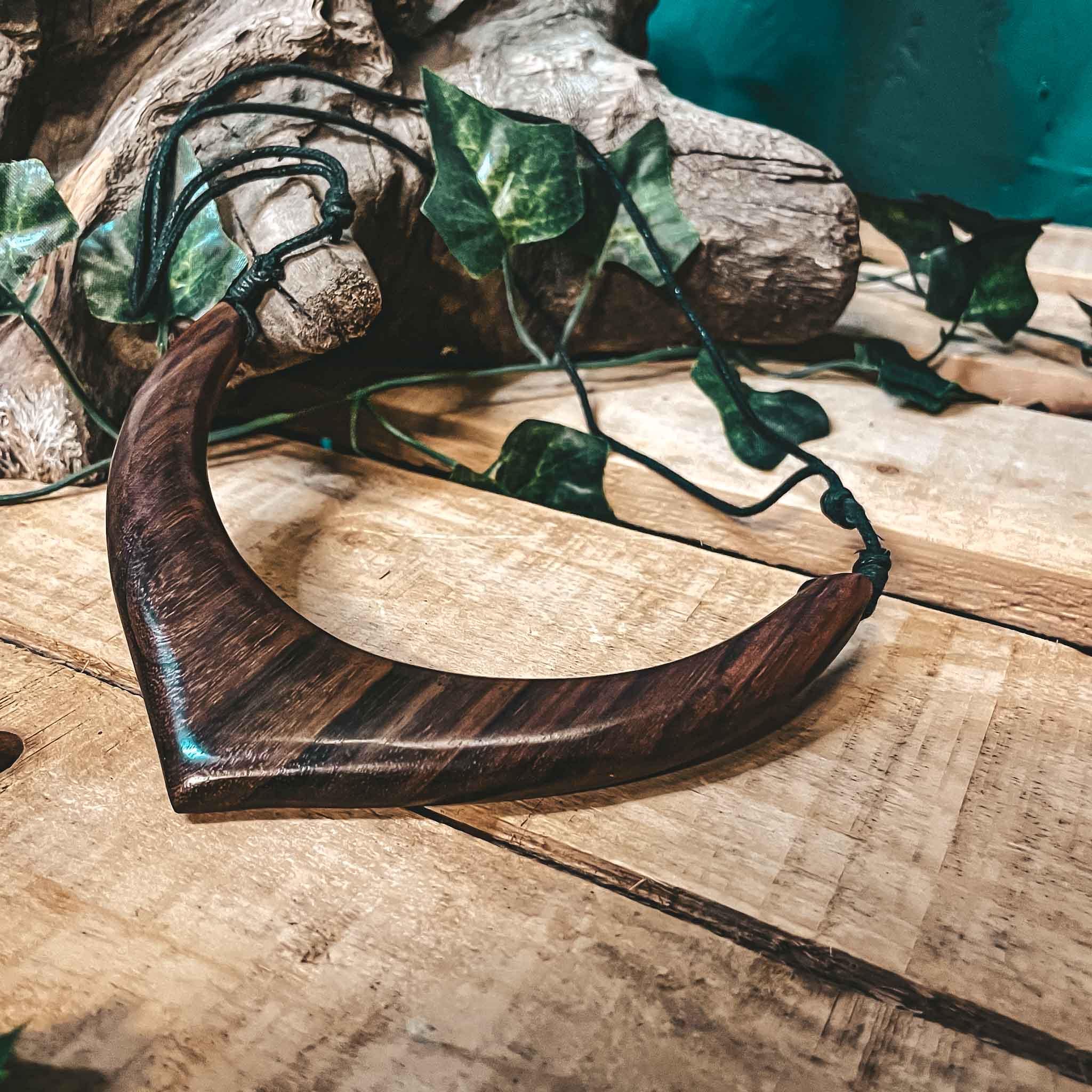 Wooden Eudora Adjustable Necklace Choker Tribal Boho Ethnic style on an angle