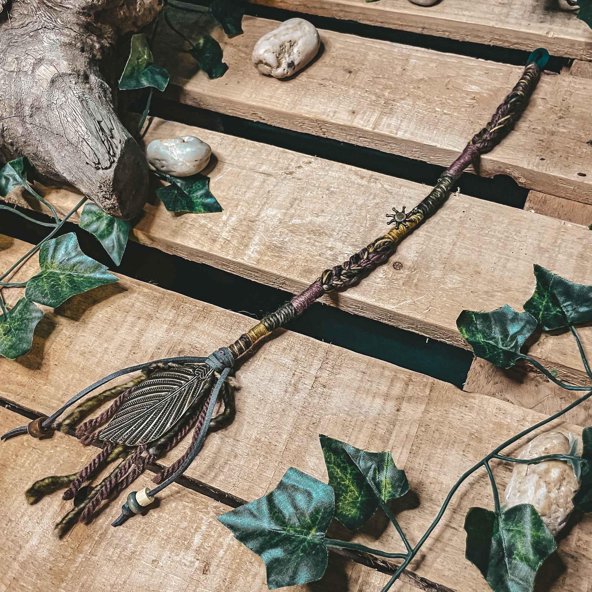 Botanical Dreadlock Hair Wrap Botanical Dreadlock Hair Wrap Dread Wrap Braid Colourful Bohemian Festival Hair Accessory Green Yellow Purple Design 4