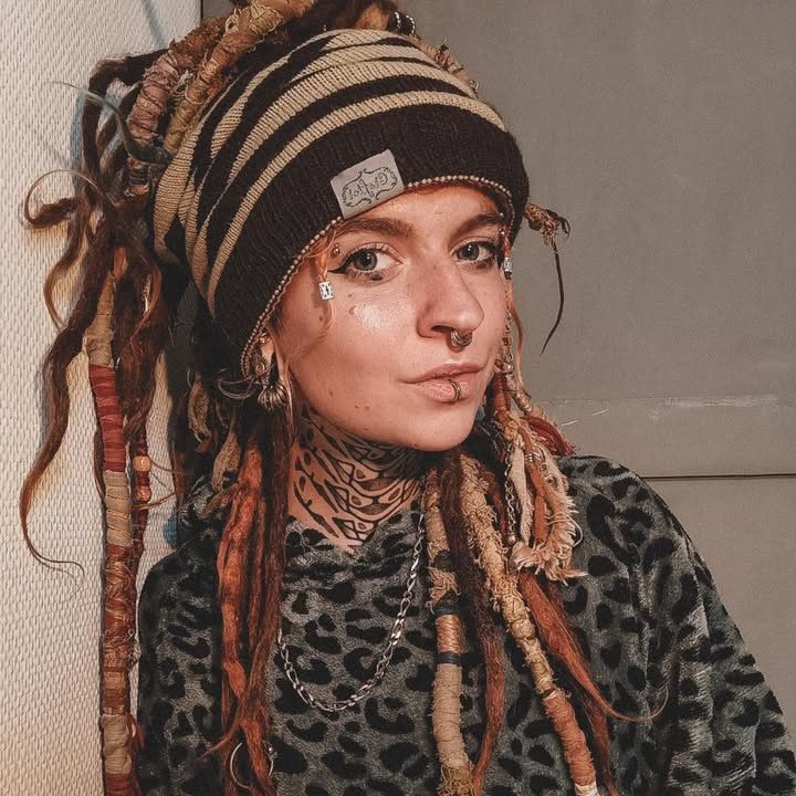 beanie bandana wavy wool dread hat colour beige stripy inside out beanie bandana wavy wool dread hat colour beige stripy inside out