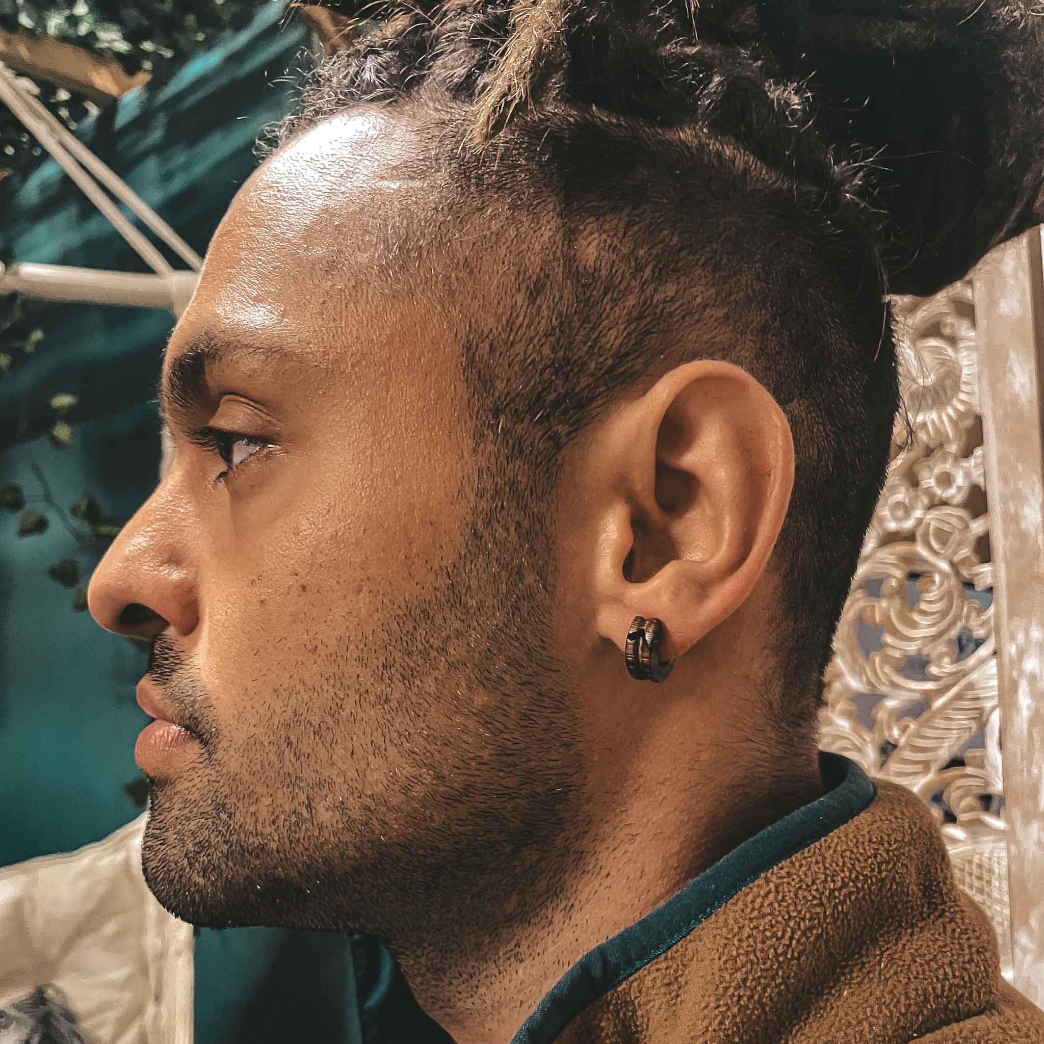 Coconut Wood Mini Hoop Earrings Tribal Handmade Boho Ethnic Carved Coconut Wood Unisex Hypoallergenic Coconut Wood Mini Hoop Earrings Tribal Handmade Boho Ethnic Carved Coconut Wood Unisex Hypoallergenic