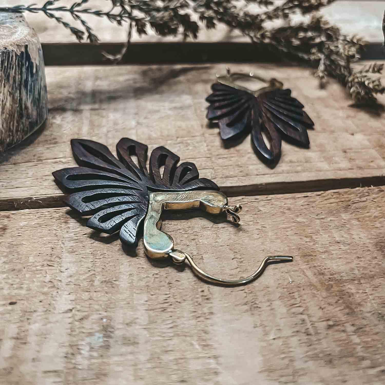 Jungle Earrings Wood & Brass