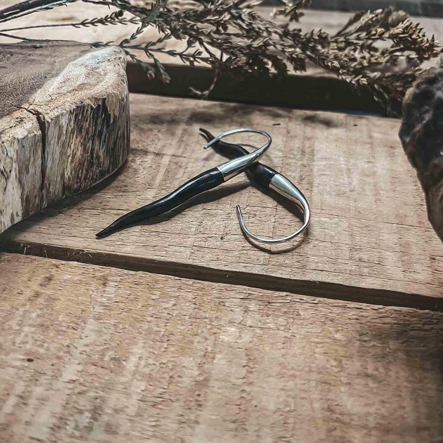 Serpent Earrings Wood & Silver 925