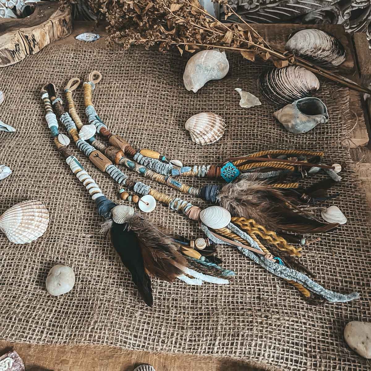 set of 4 hair wraps sea inspired