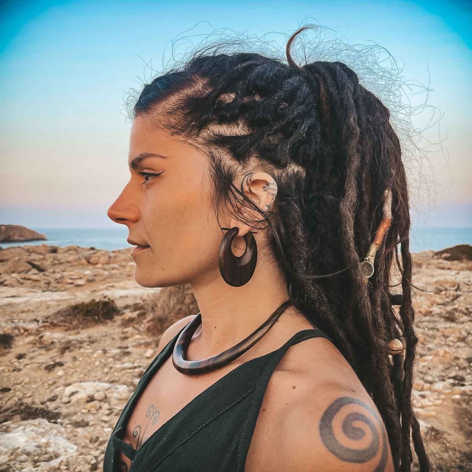Full Moon Wooden Earrings